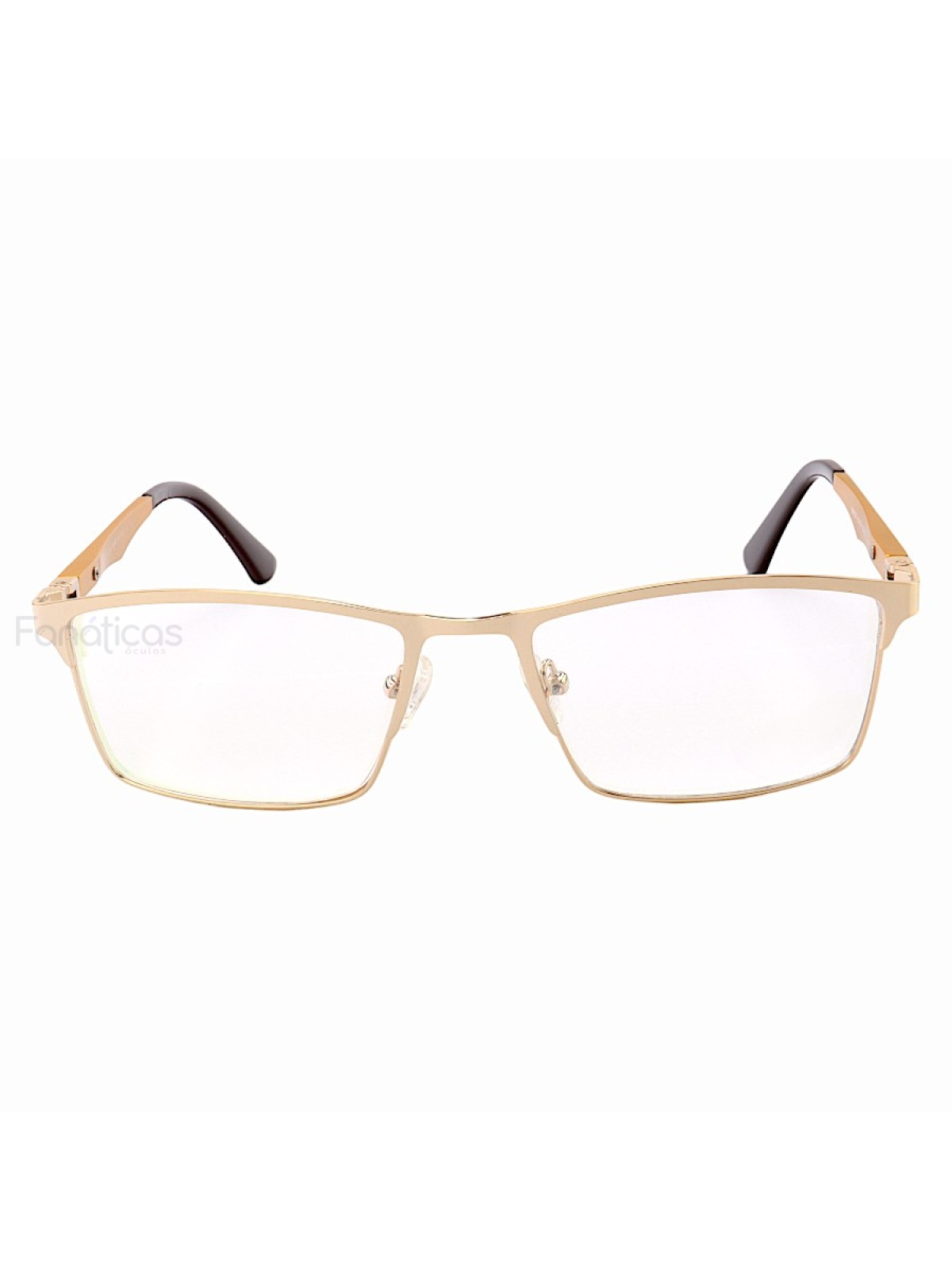 Armação de Óculos Masculina FN9127 Metal Titanium Dourado