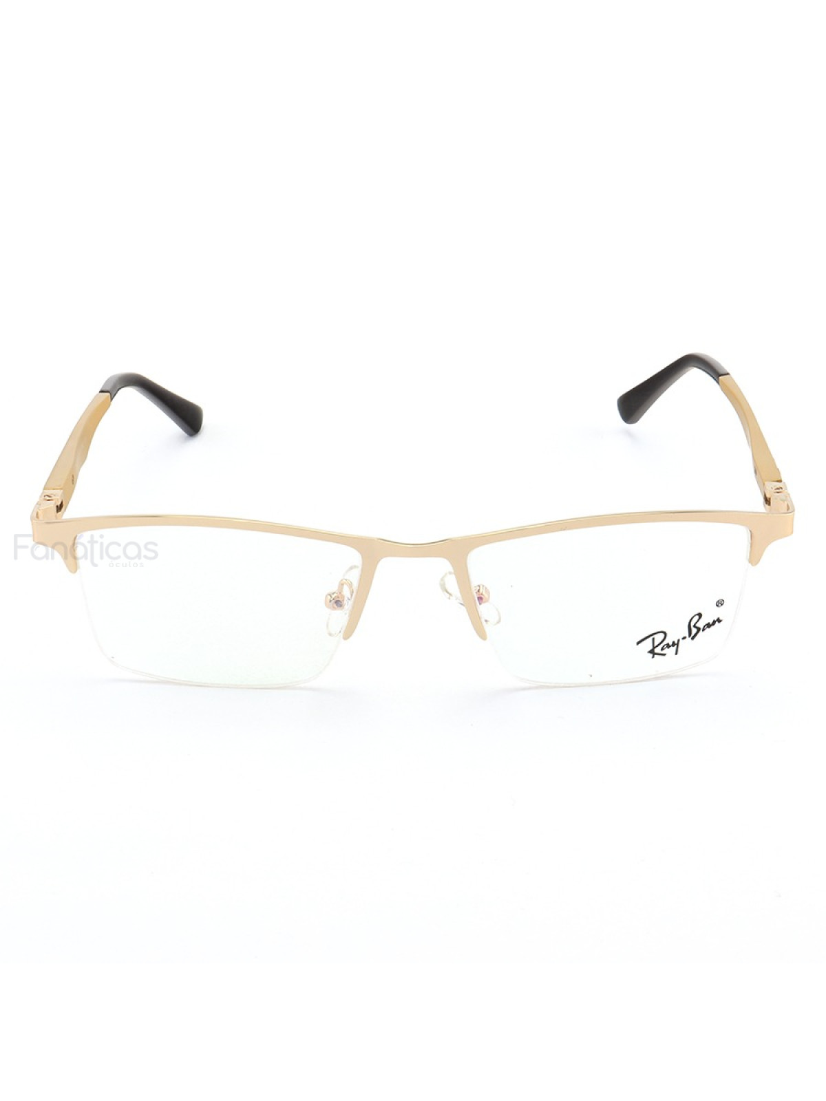 Armação de Óculos Masculina Meio Aro FN9128 Dourada