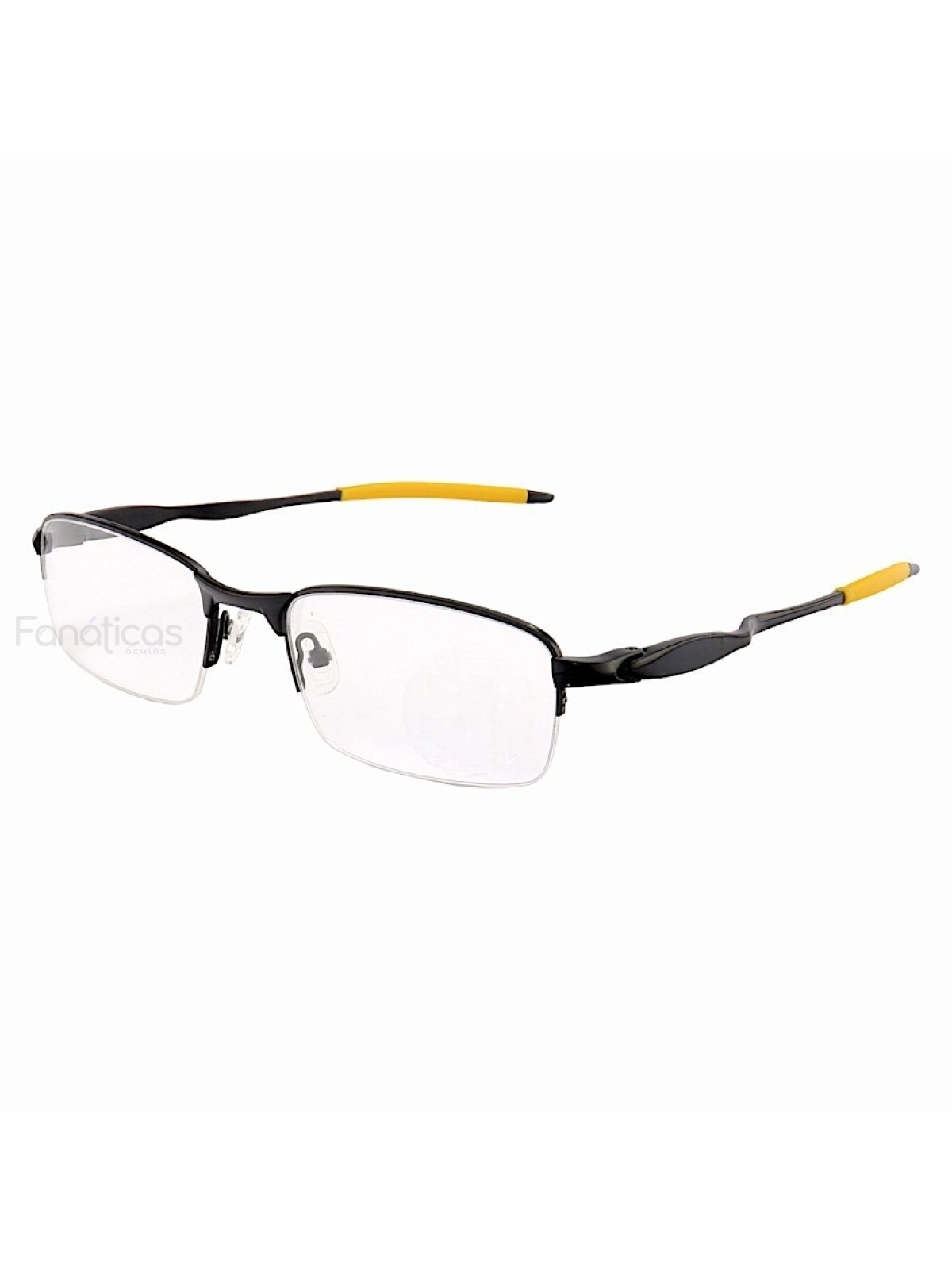 Armação de Óculos Meio Aro Evade OX3208 Preto e Amarelo
