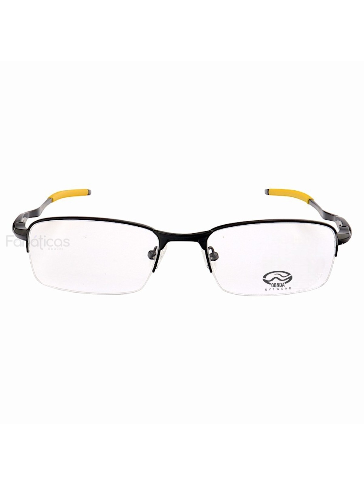 Armação de Óculos Meio Aro Evade OX3208 Preto e Amarelo