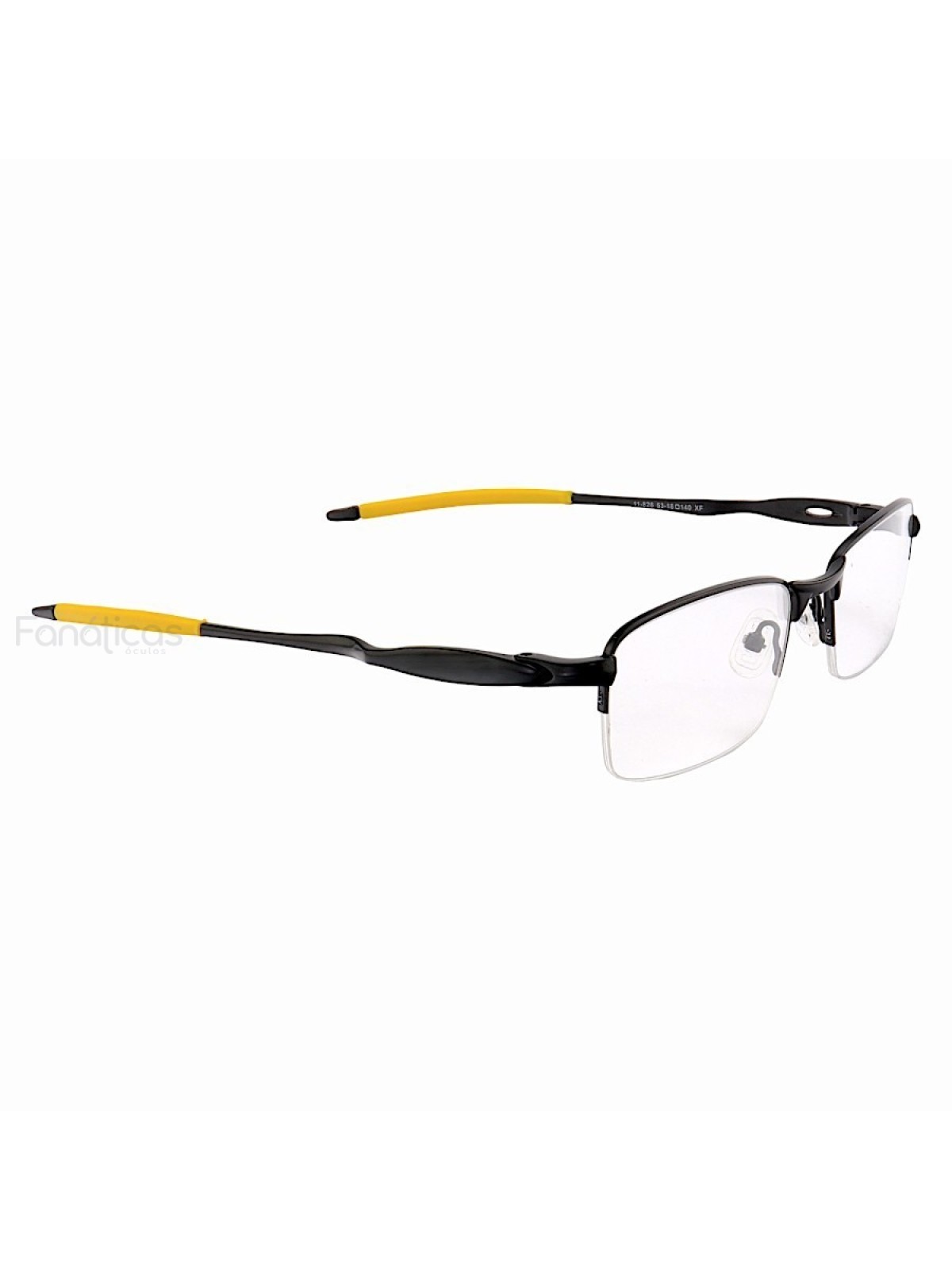 Armação de Óculos Meio Aro Evade OX3208 Preto e Amarelo