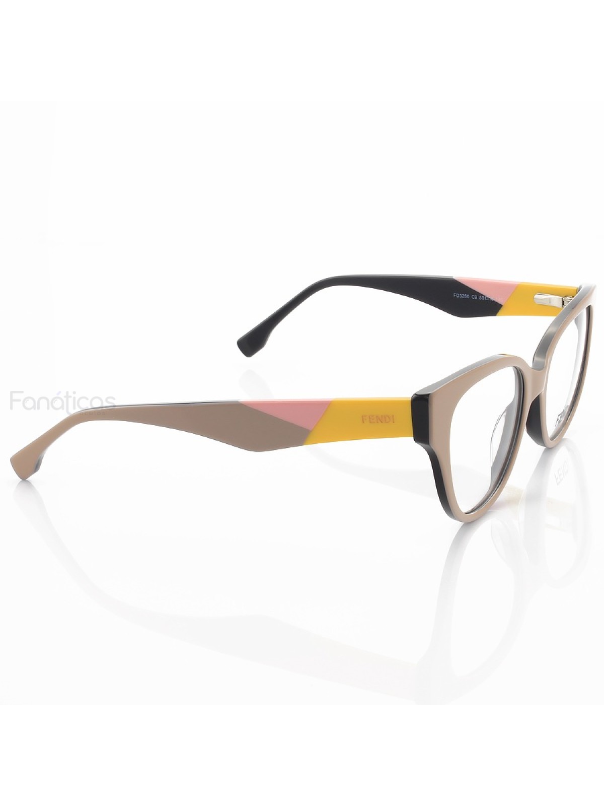 Armação de Óculos Oval FD3260 Nude e Amarelo