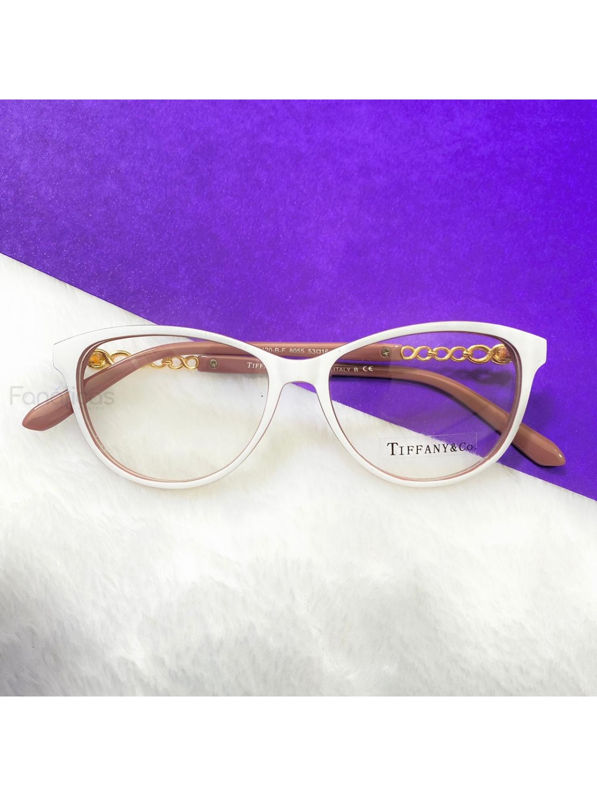 Armação de Óculos Oval TF2120 Branco e Nude