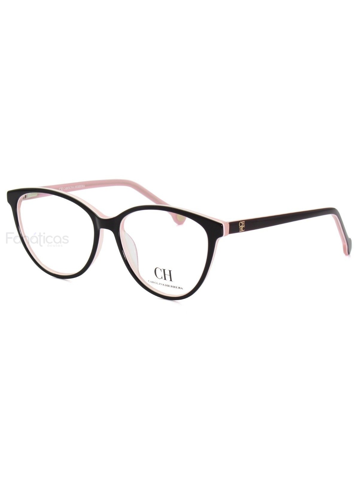 Armação de Óculos Oval VHE772 Preto e Rosa