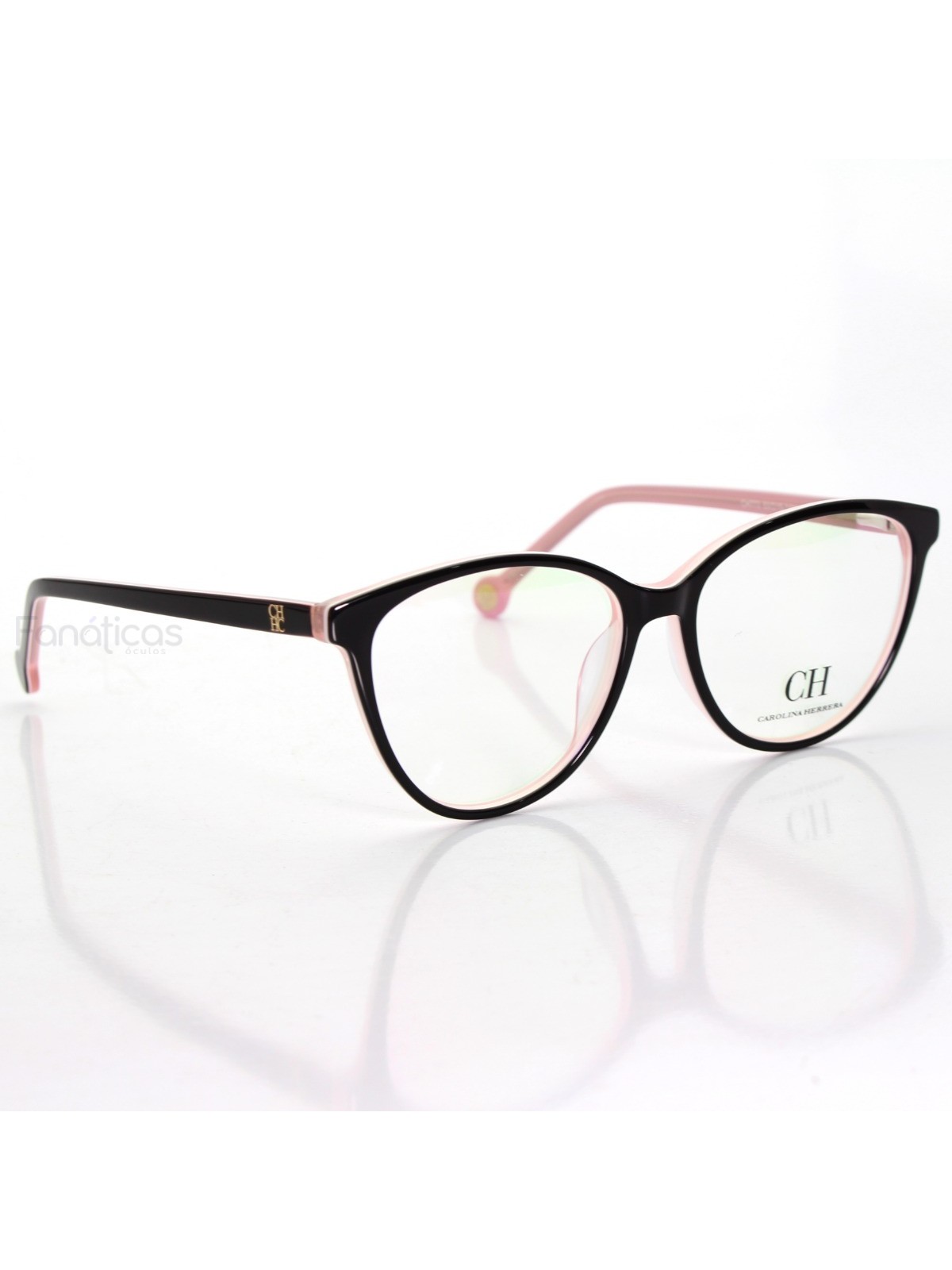 Armação de Óculos Oval VHE772 Preto e Rosa