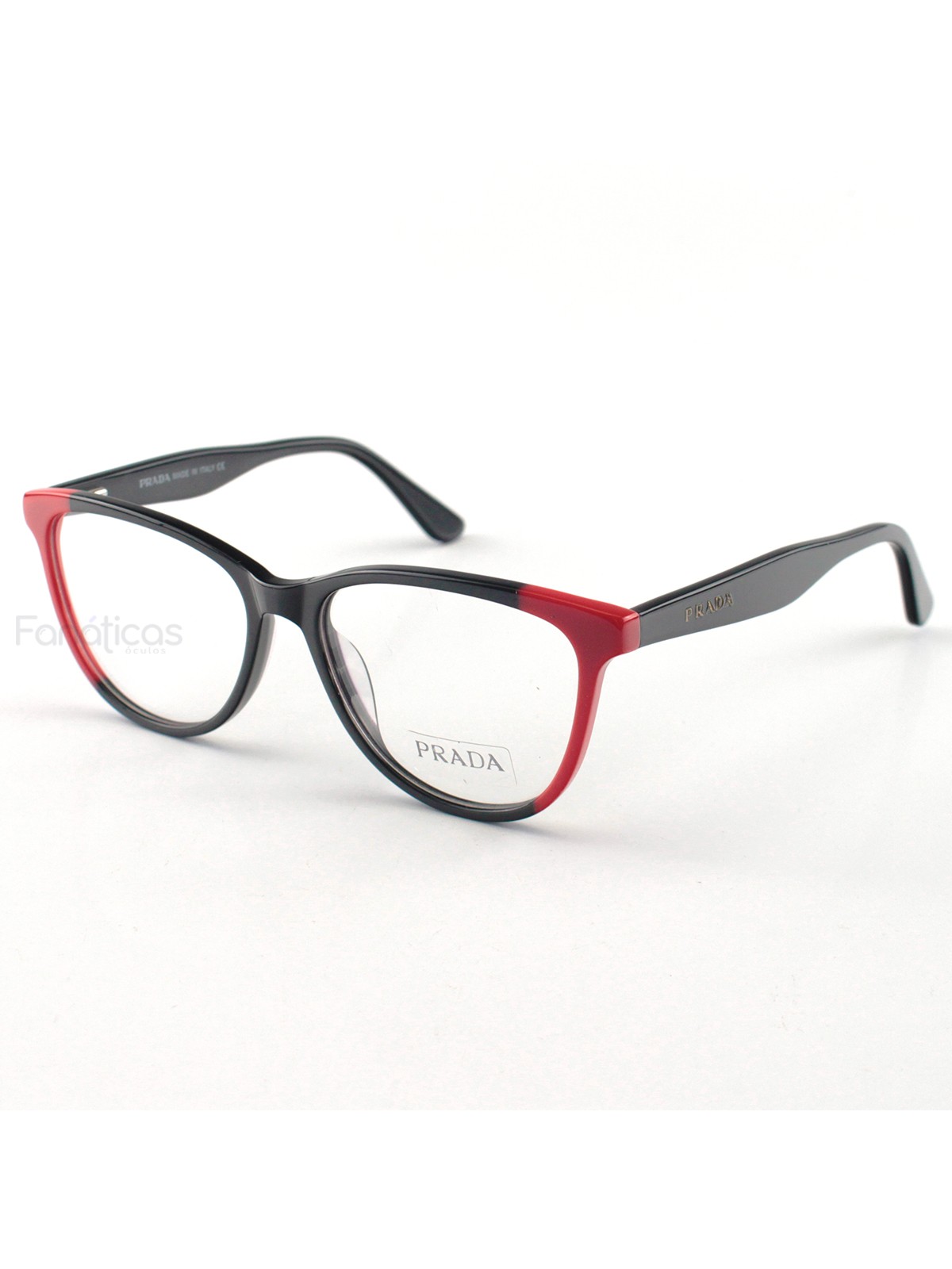 Armacao de Óculos PR 05UV Acetato Preta e Vermelha