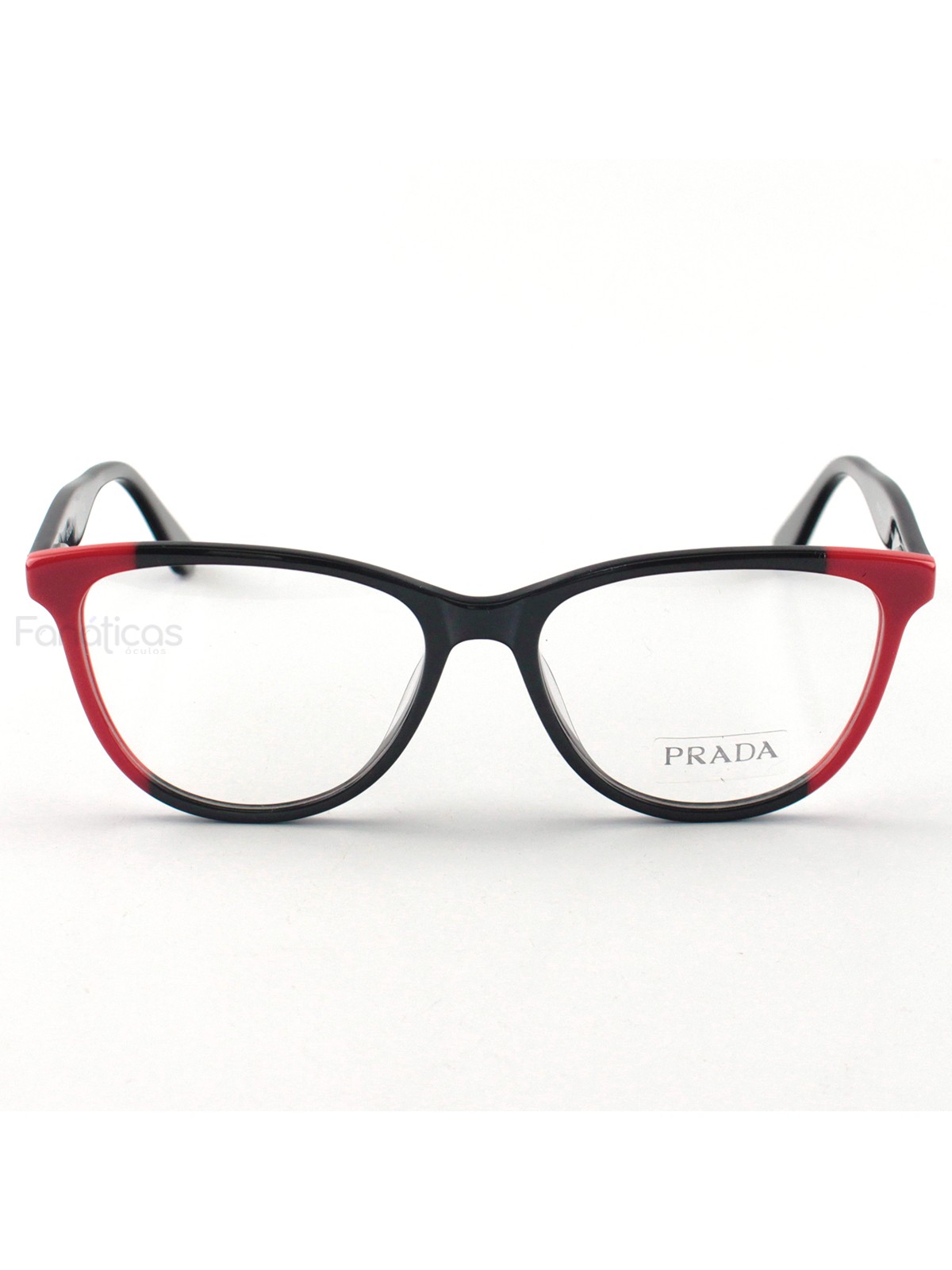 Armacao de Óculos PR 05UV Acetato Preta e Vermelha
