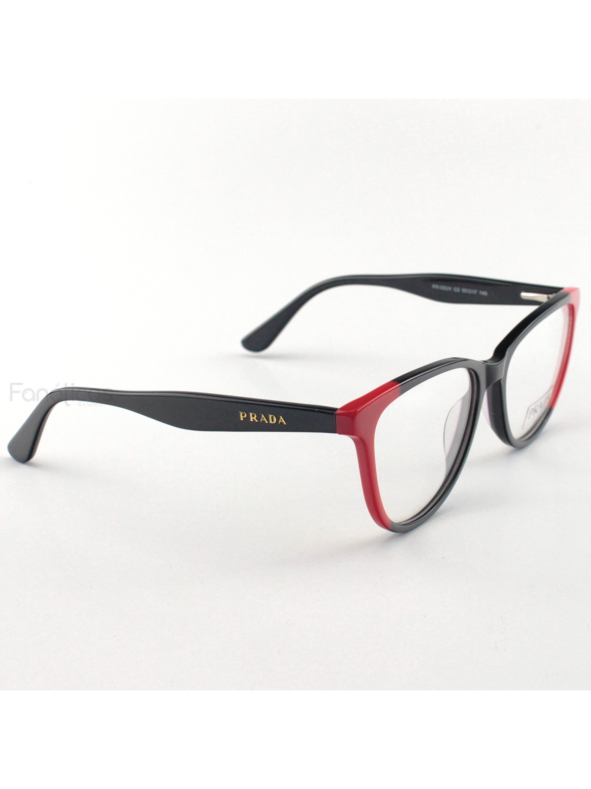 Armacao de Óculos PR 05UV Acetato Preta e Vermelha