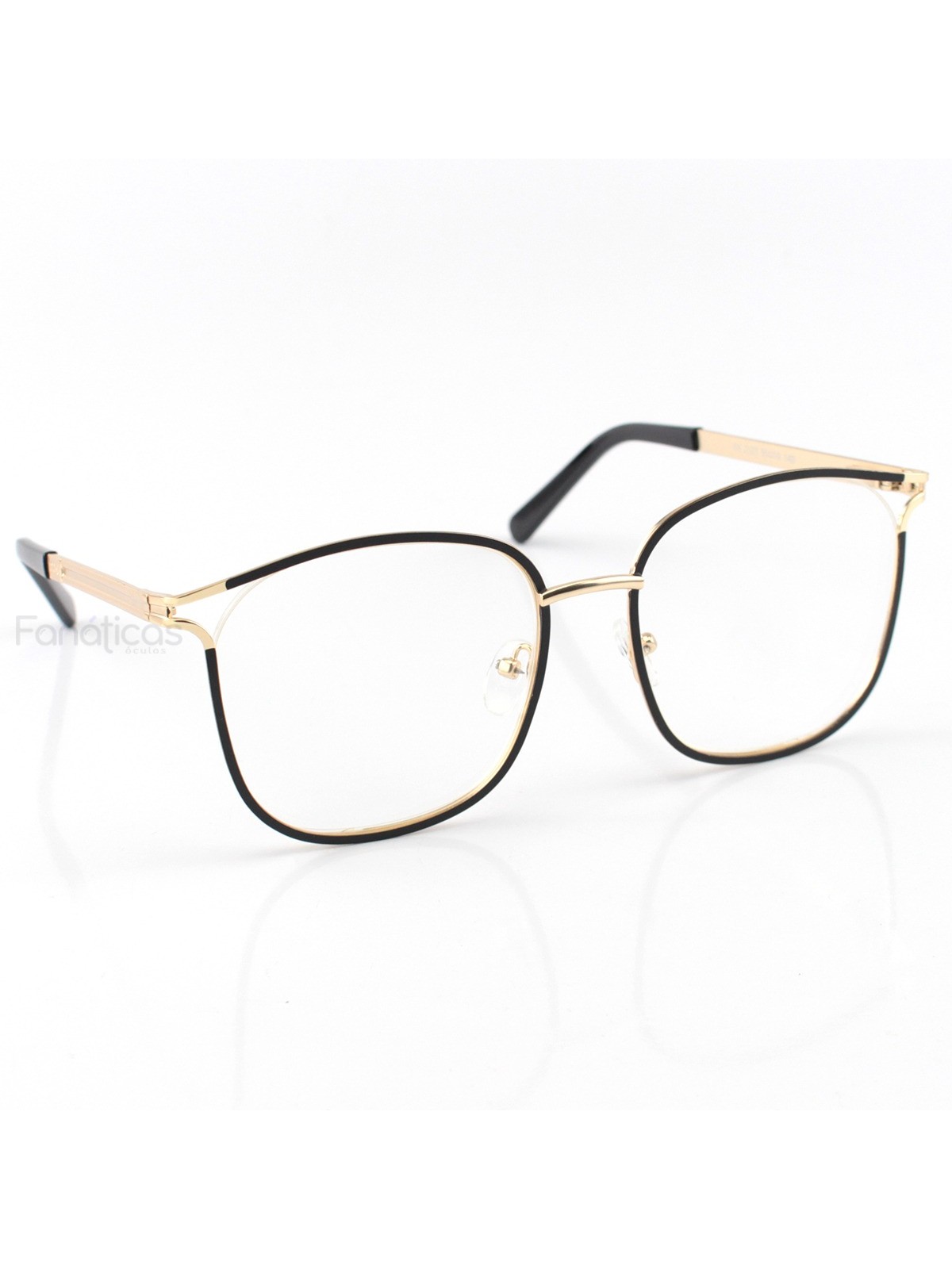Armação de Óculos Quadrada 2127 Dourado e Preto