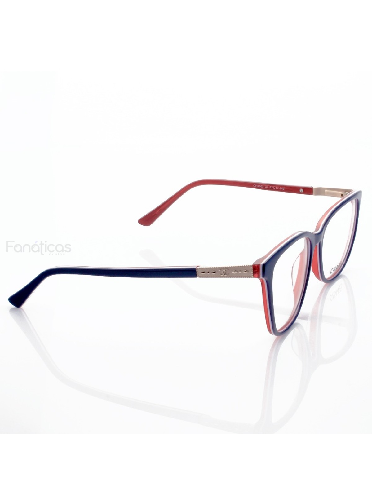 Armacao de Óculos Quadrada CH3503 Azul e Vermelho