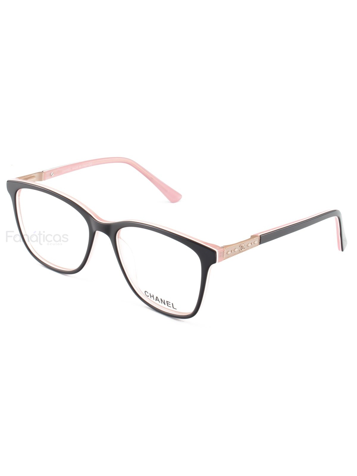 Armacao de Óculos Quadrada CH3503 Preto e Rosa