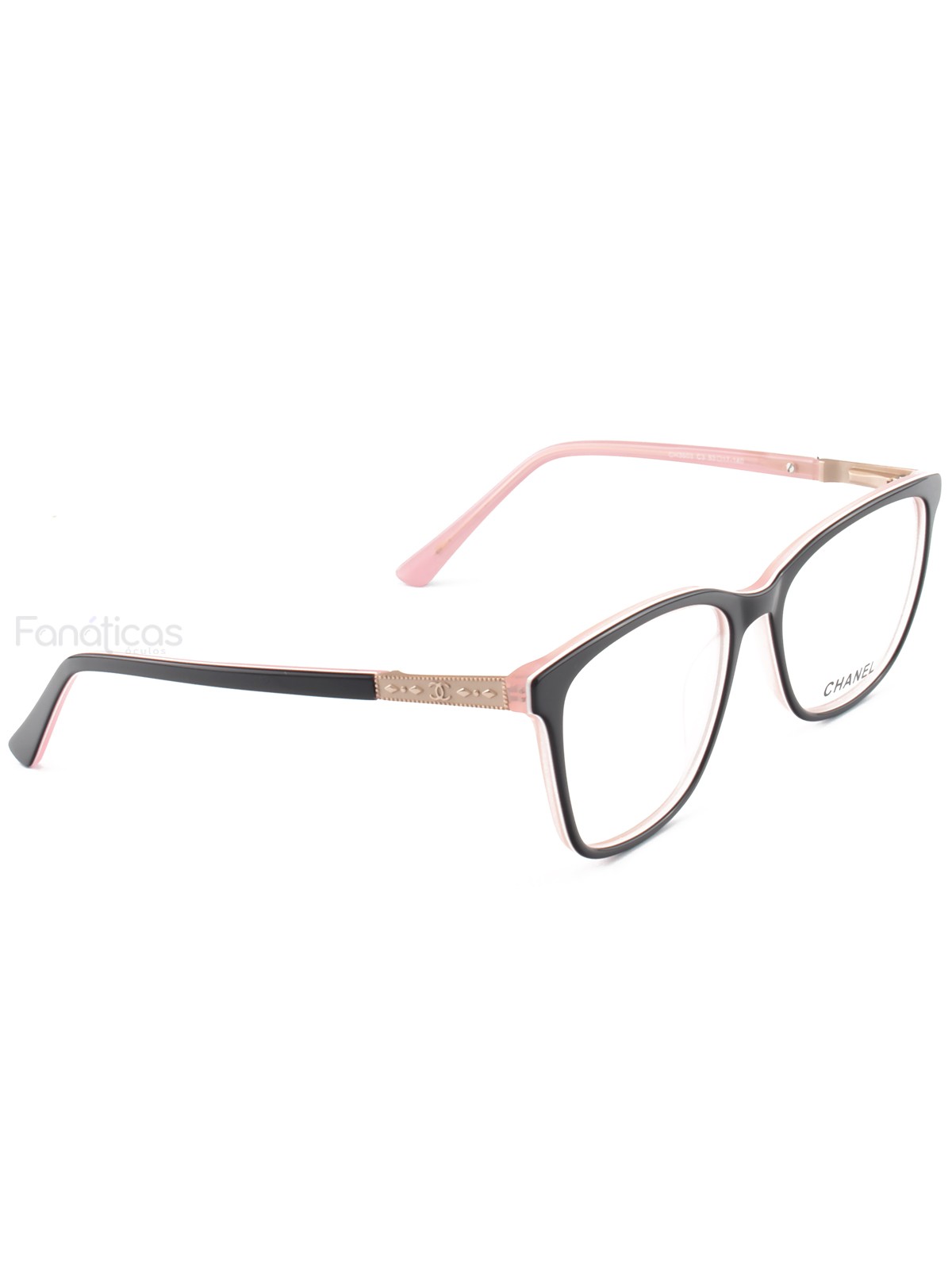 Armacao de Óculos Quadrada CH3503 Preto e Rosa