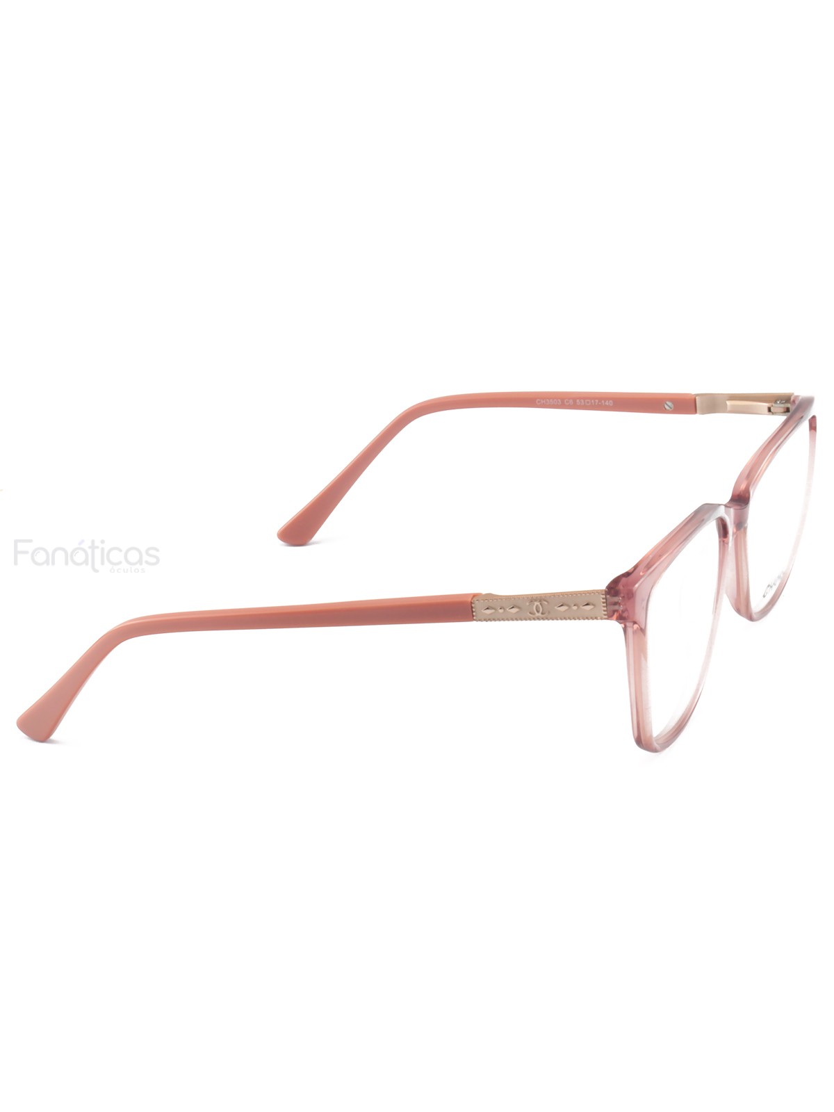 Armacao de Óculos Quadrada CH3503 Rosa Translucido