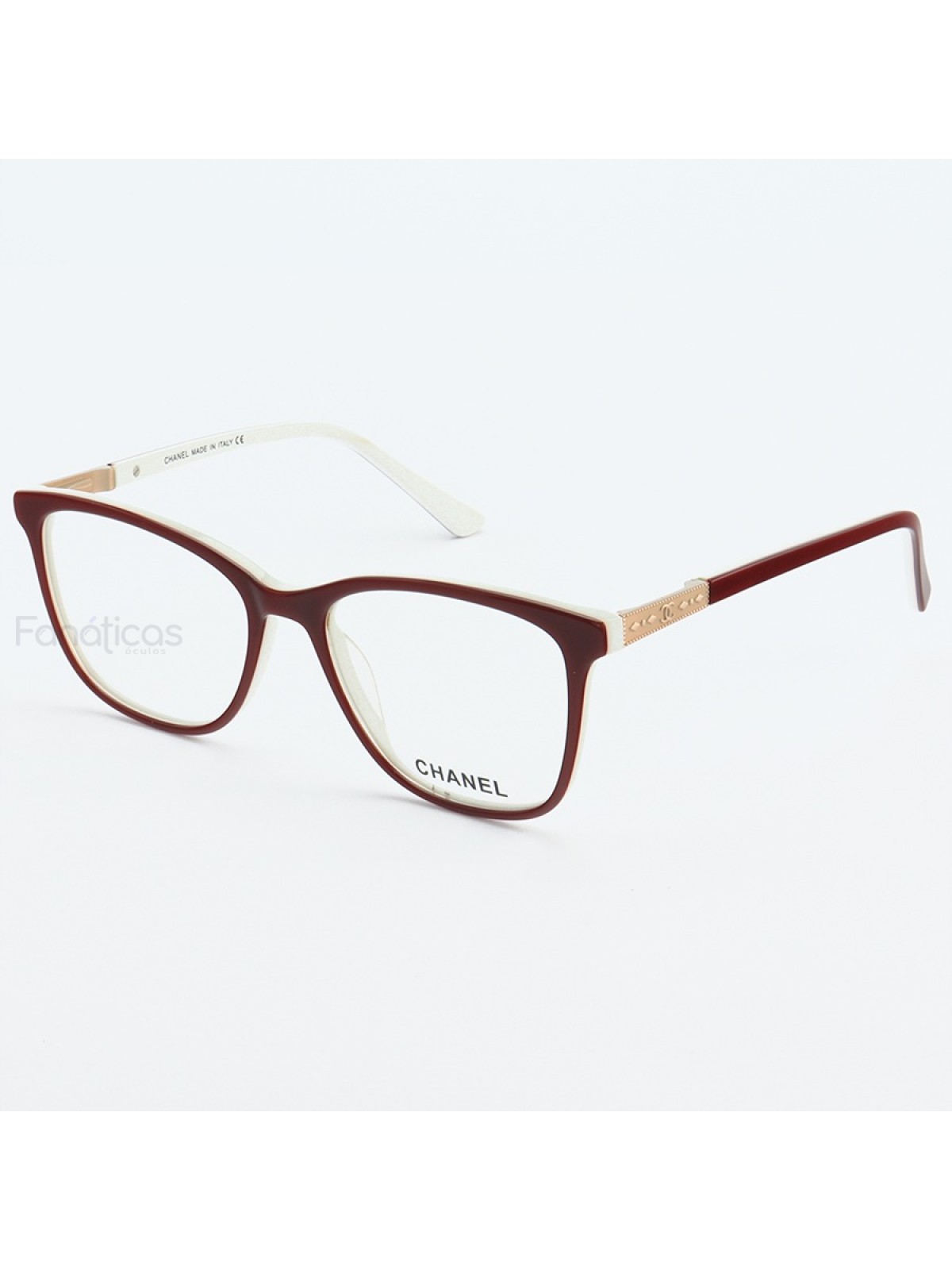 Armacao de Óculos Quadrada CH3503 Vermelho e Branco