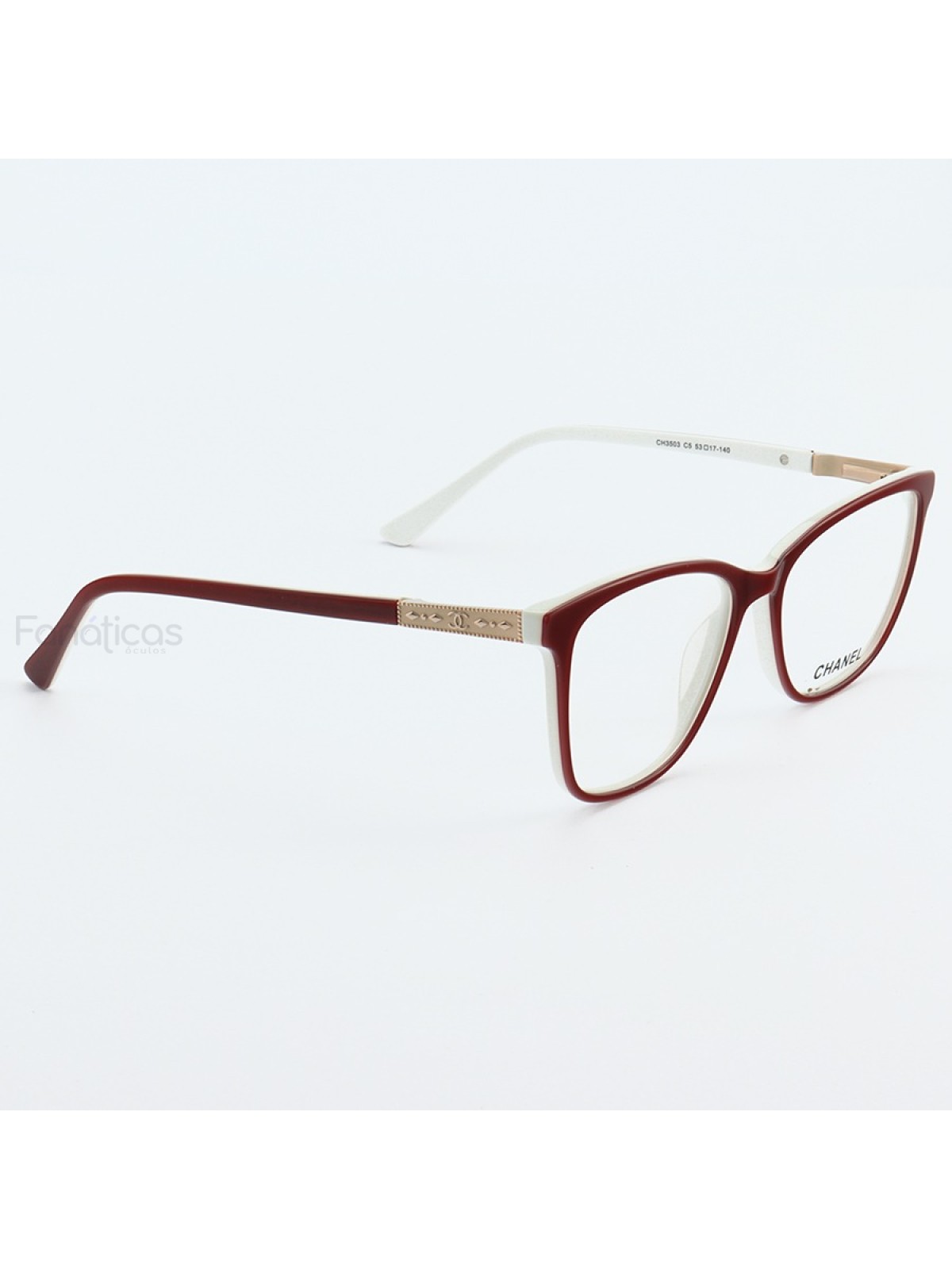 Armacao de Óculos Quadrada CH3503 Vermelho e Branco