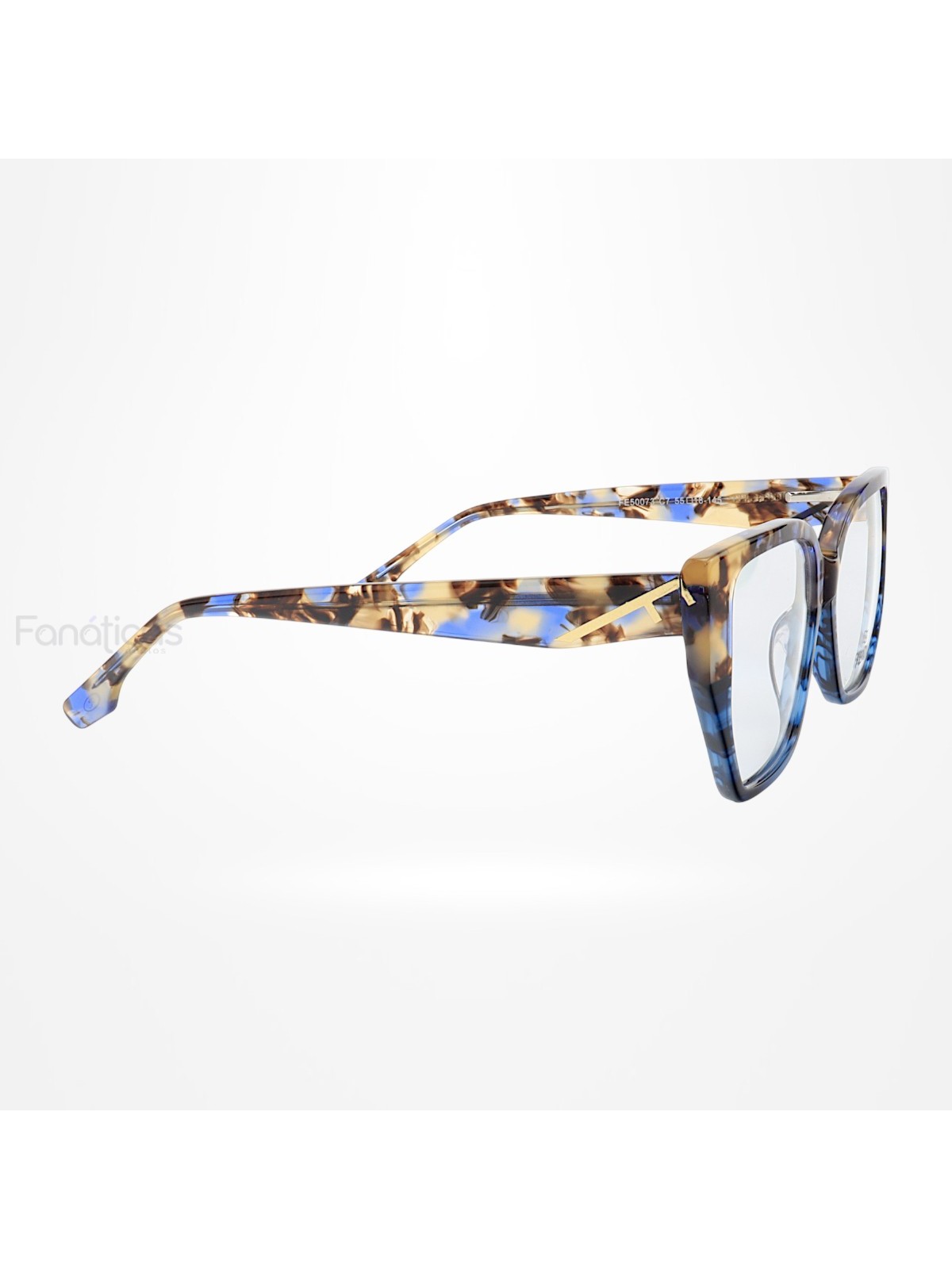 Armação de Óculos Quadrada FE50073 Azul Tartaruga
