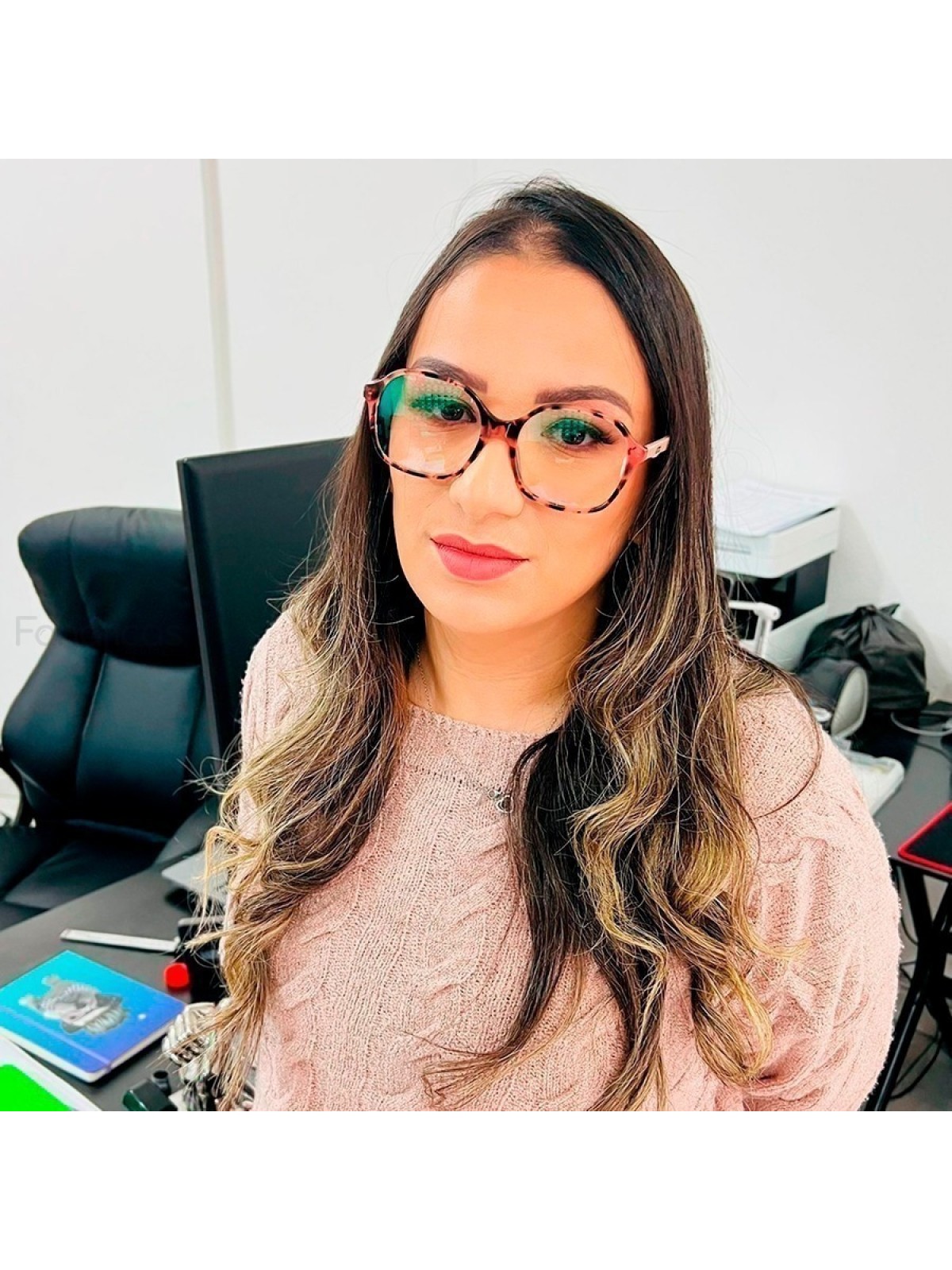 Armação de Óculos Quadrada GG002590 Rosa Tartaruga