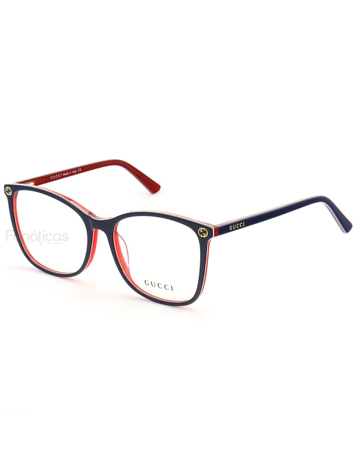 Armação de Óculos Quadrada GG00260 Azul e Vermelho