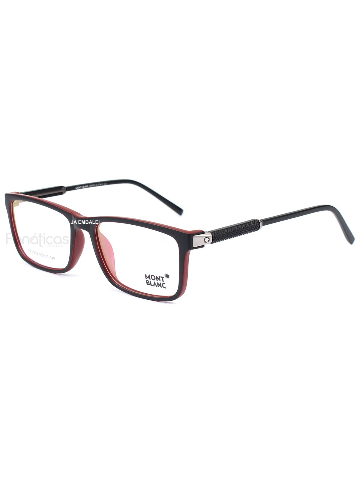 Armação de Óculos Quadrada Masculina AP9233 Preto Vermelho