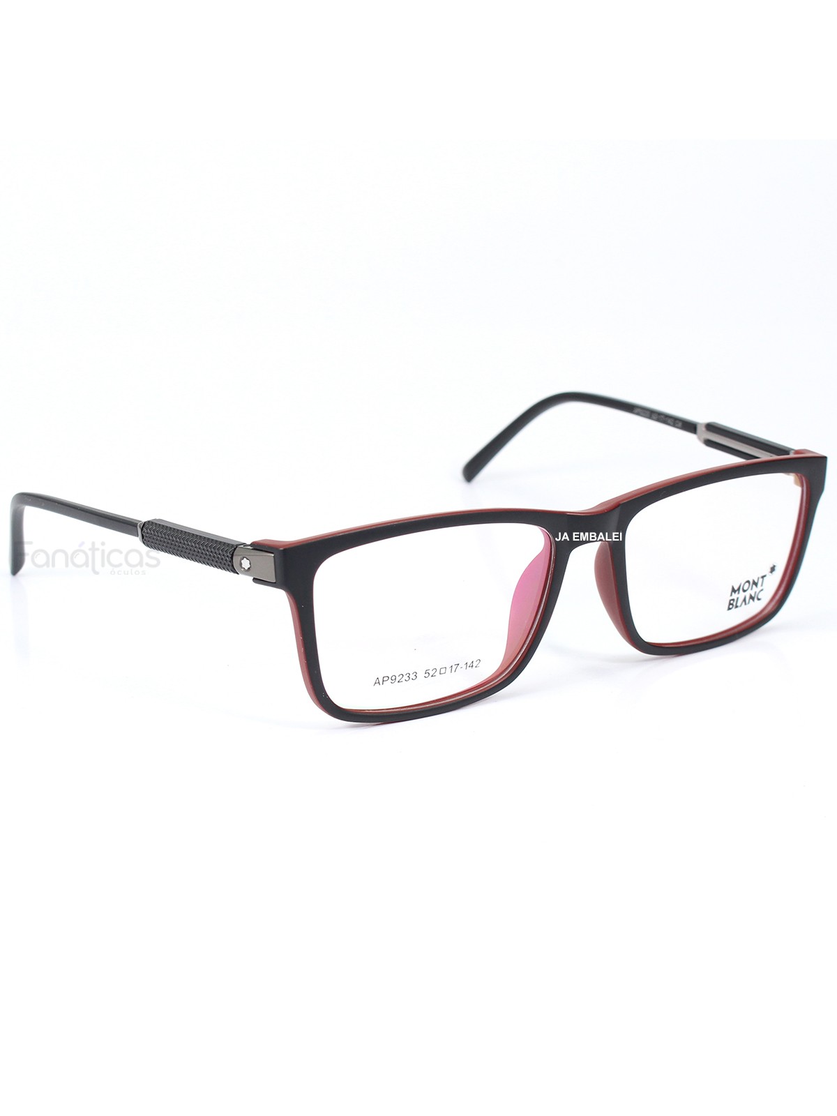 Armação de Óculos Quadrada Masculina AP9233 Preto Vermelho