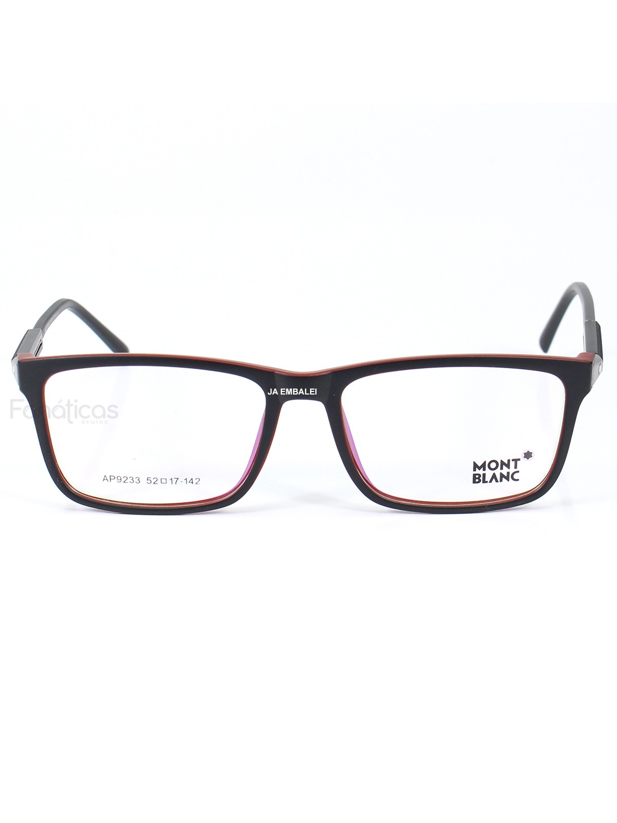 Armação de Óculos Quadrada Masculina AP9233 Preto Vermelho