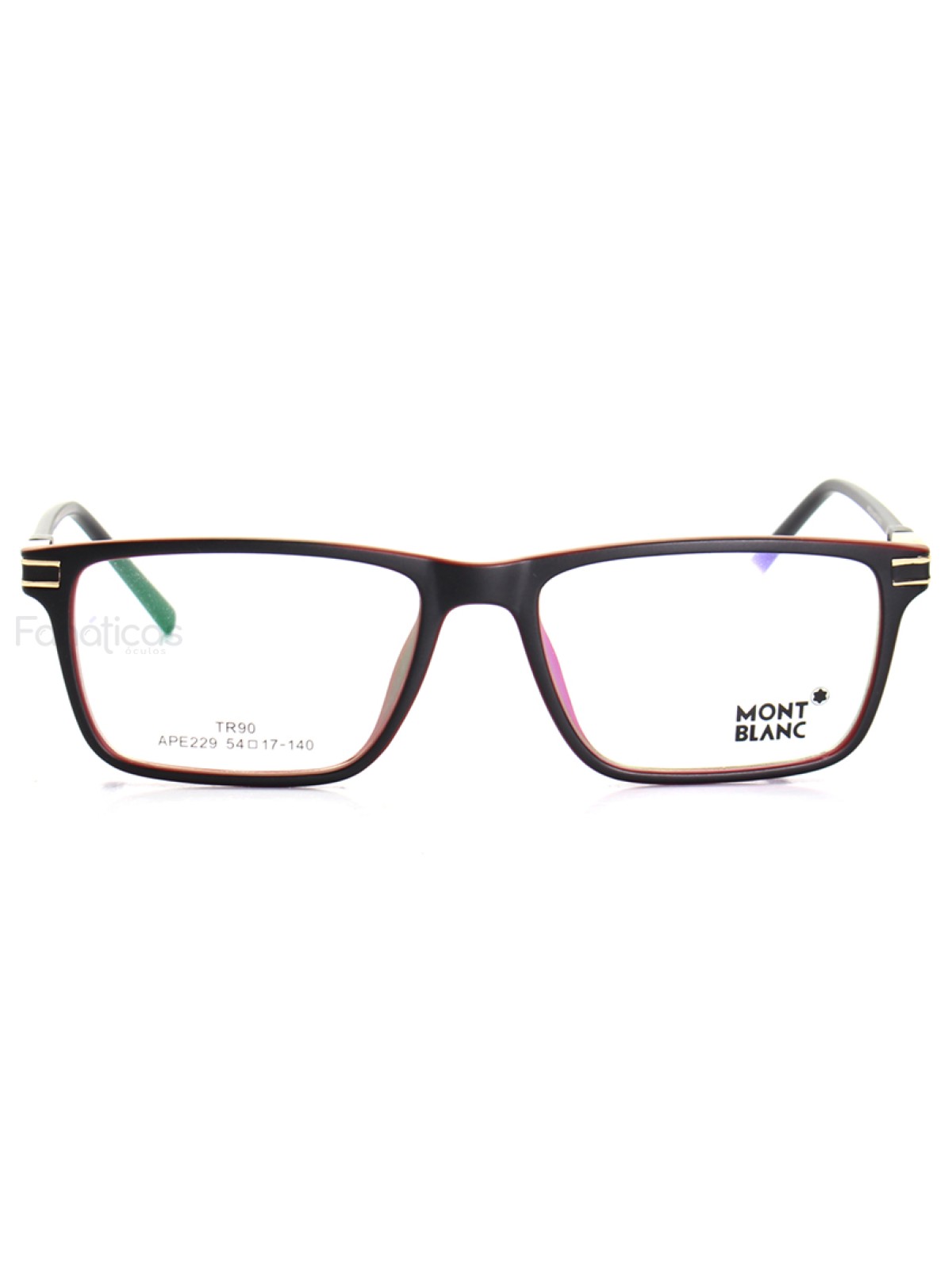 Armação de Óculos Quadrada Masculina APE229 Preto Vermelho