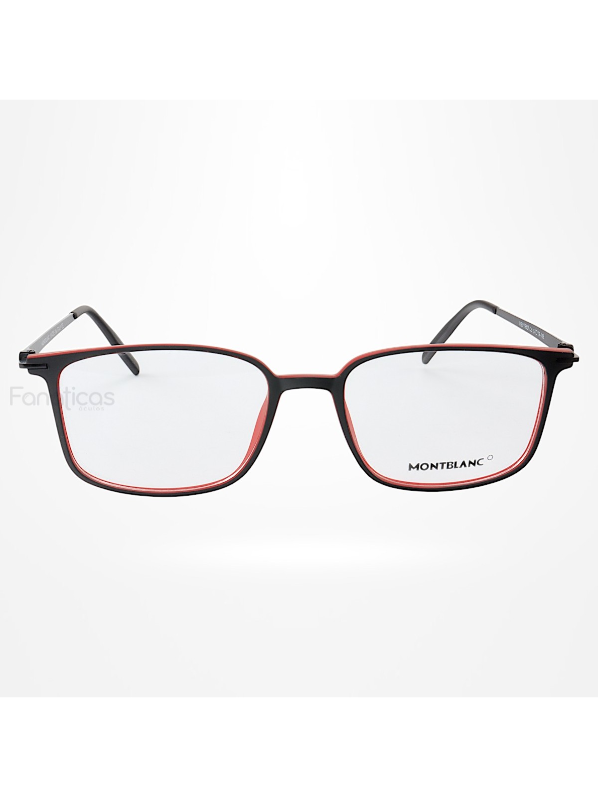 Armação de Óculos Quadrada MB0196O Preto e Vermelho