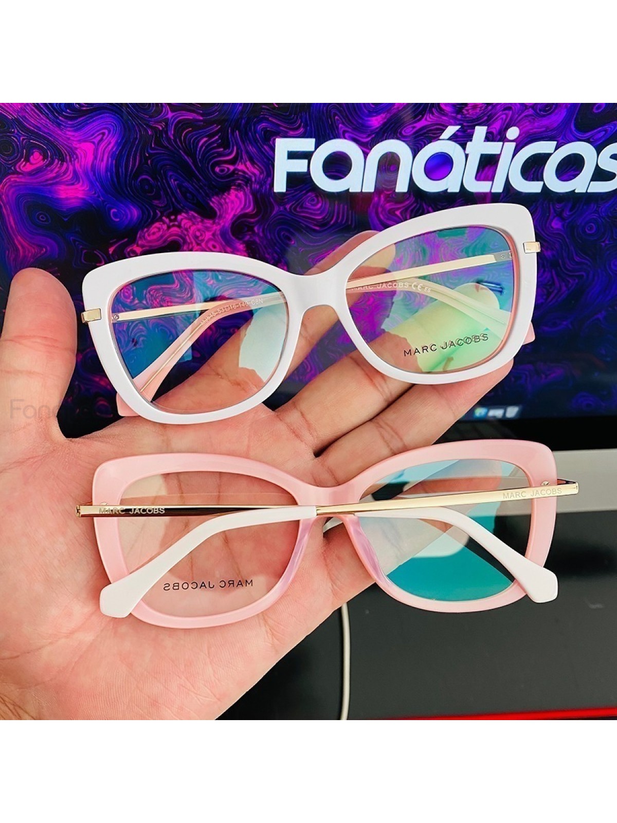 Armação de Óculos Quadrada MJ545 Branco e Rosa