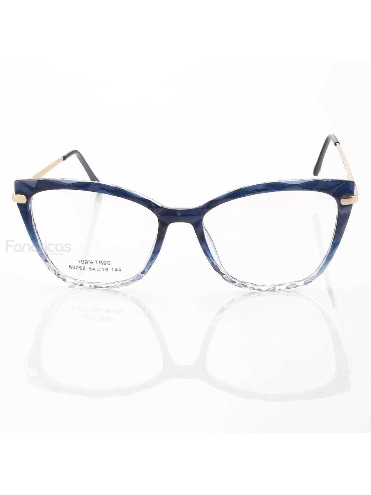 Armação de Óculos Quadrada Ohana 68258 Diamante Azul Degrade
