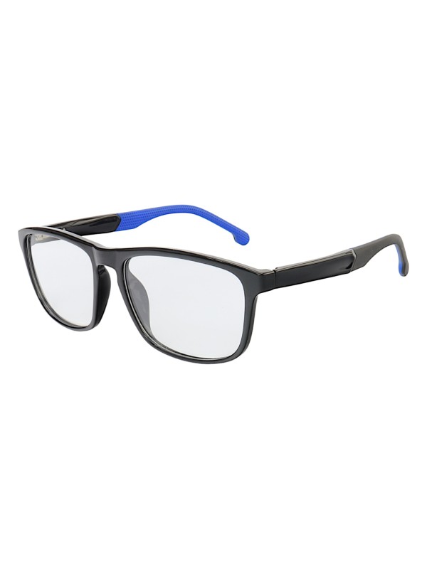 Armação de Óculos 76004 Quadrado Preto Brilho e Azul