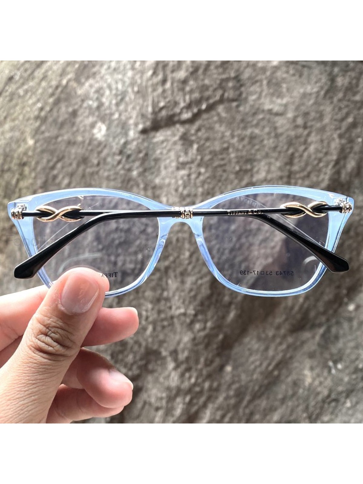 Armacao de Óculos Quadrada TF2160 Preto e Azul Celeste