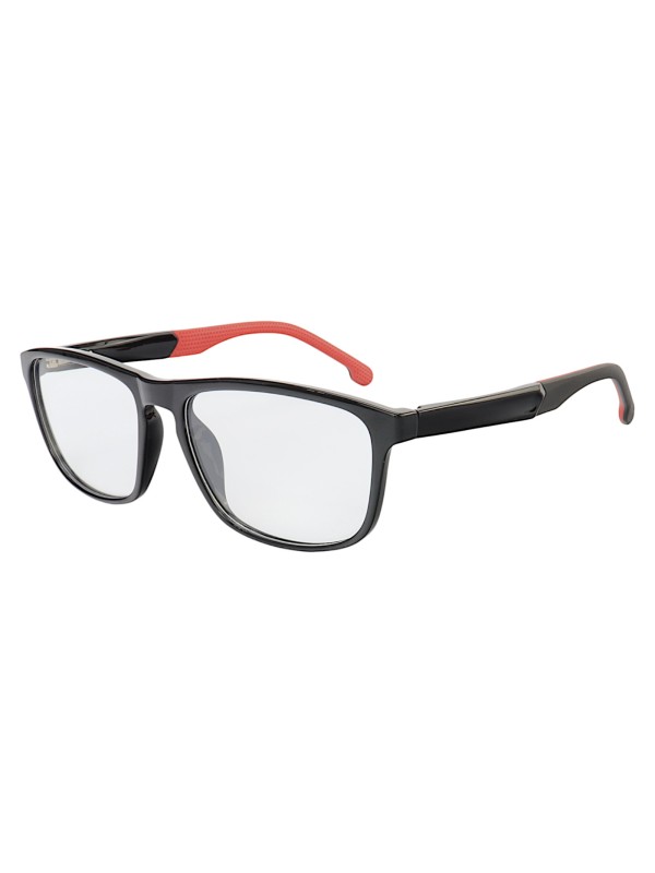 Armação de Óculos 76004 Quadrado Preto Brilho e Vermelho