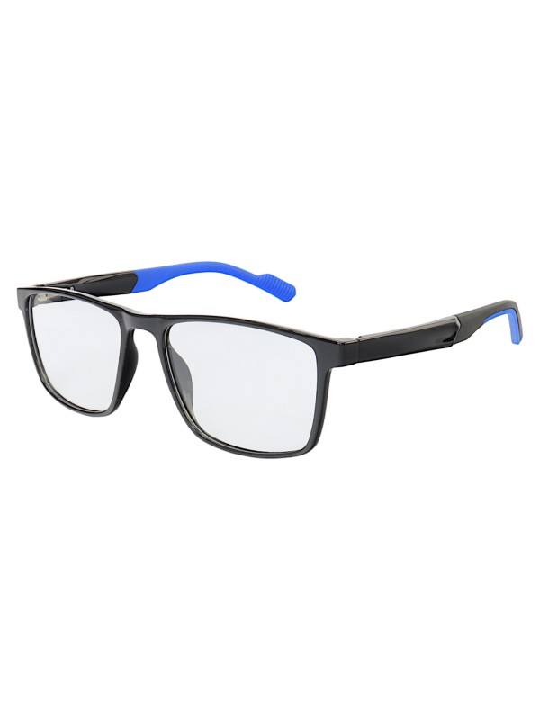 Armação de Óculos 76006 Quadrado Preto Brilho e Azul