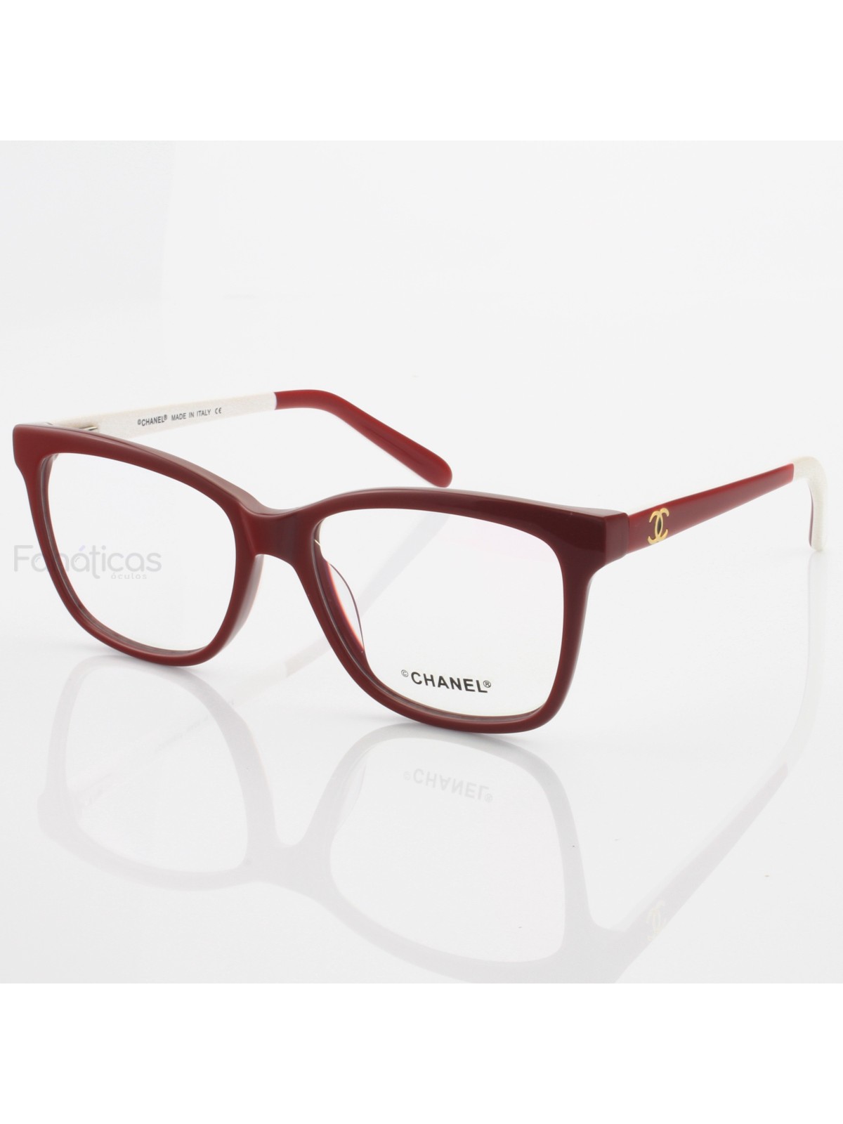 Armação de Óculos Quadrada X3272 Vermelho e Branco