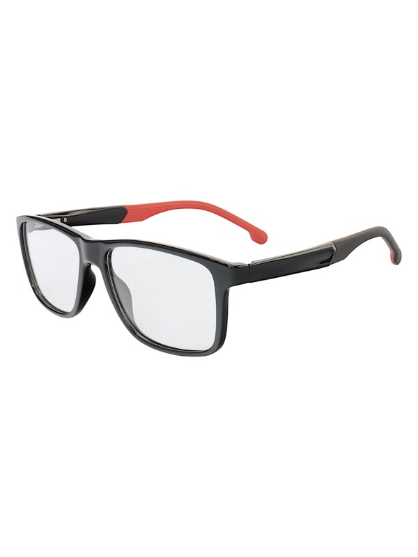 Armação de Óculos 76011 Quadrado Preto Brilho e Vermelho
