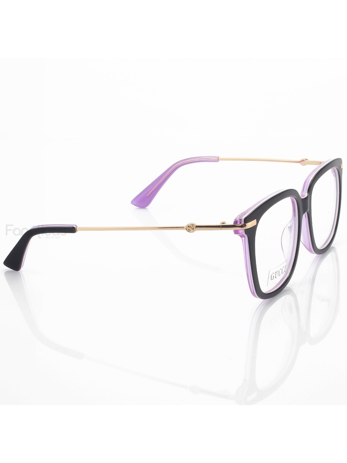 Armação de Óculos Quadrado GG01100 Preto e Roxo