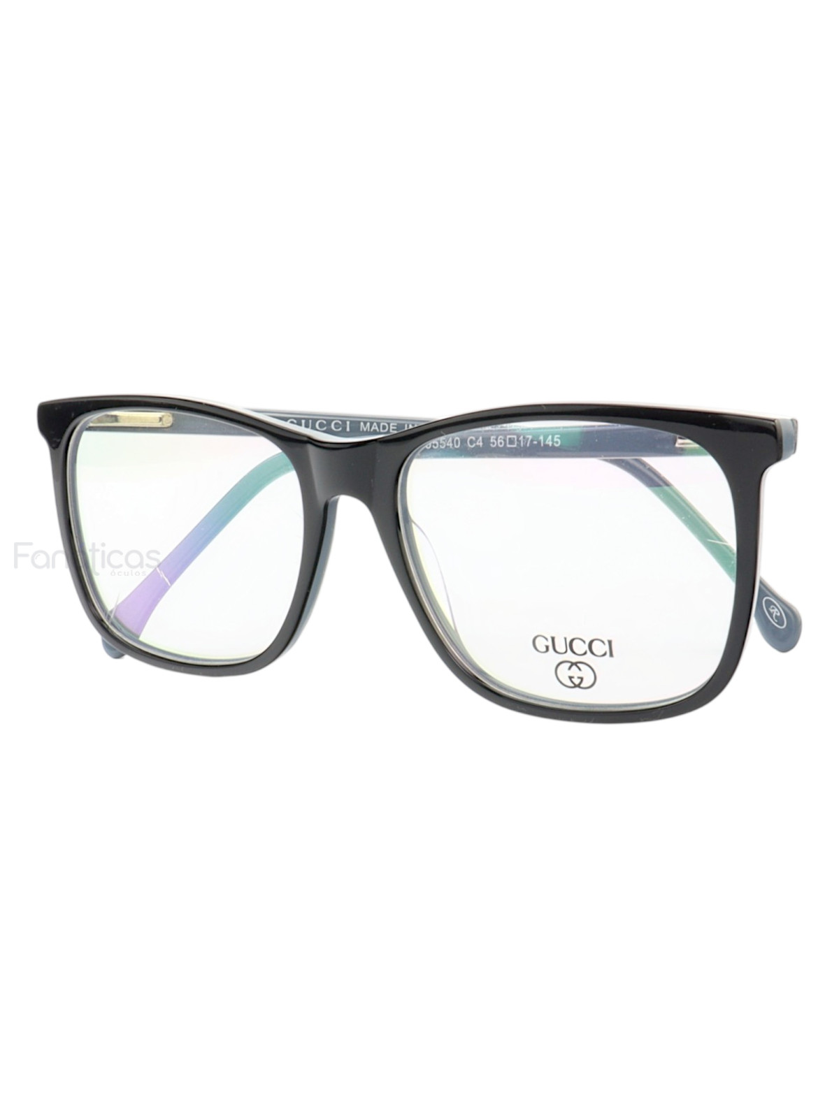 Armação de Óculos Quadrado GG05540 Preto e Cinza