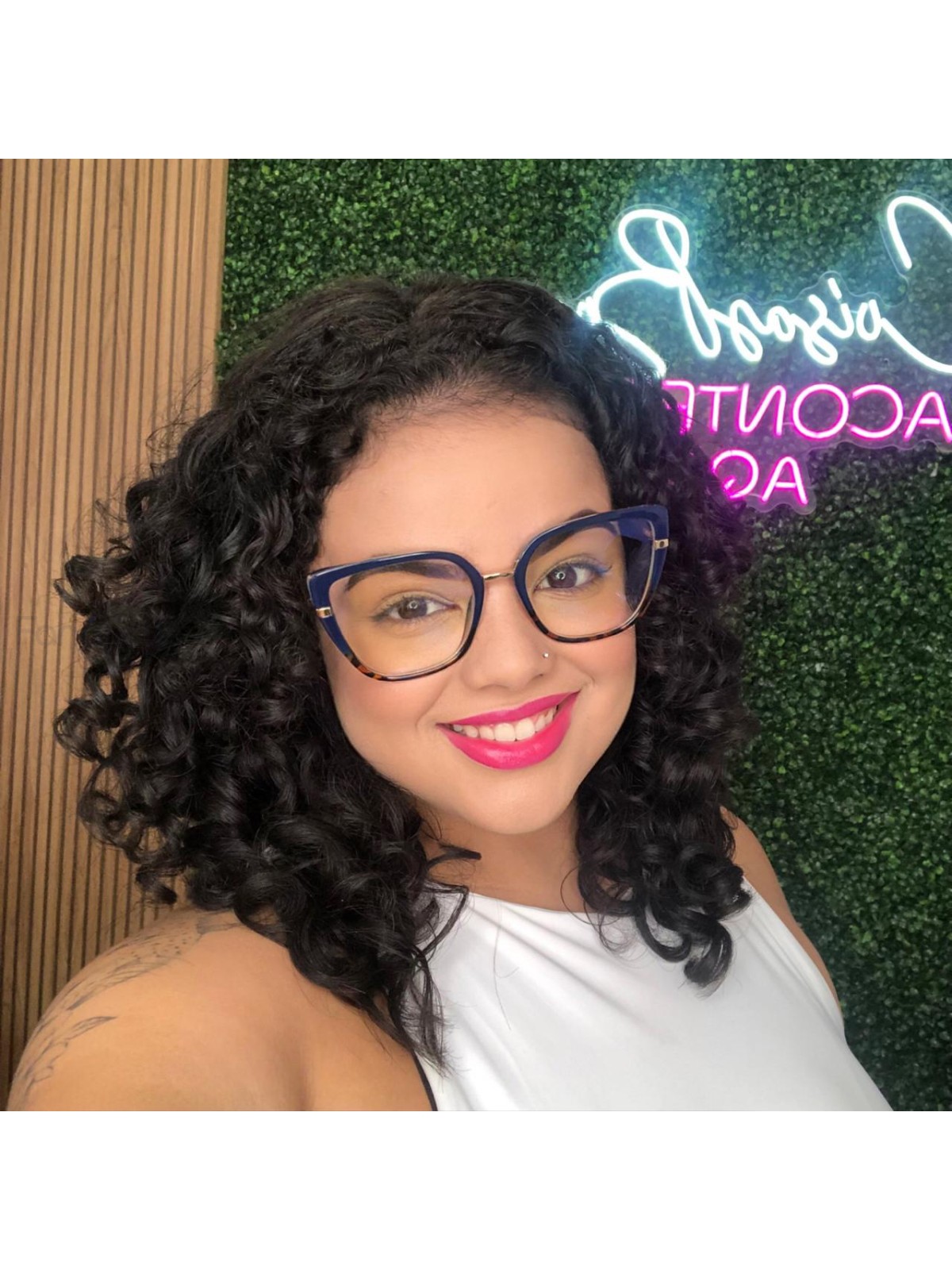 Armação de Óculos Quadrado LQ95280 Azul e Tartaruga