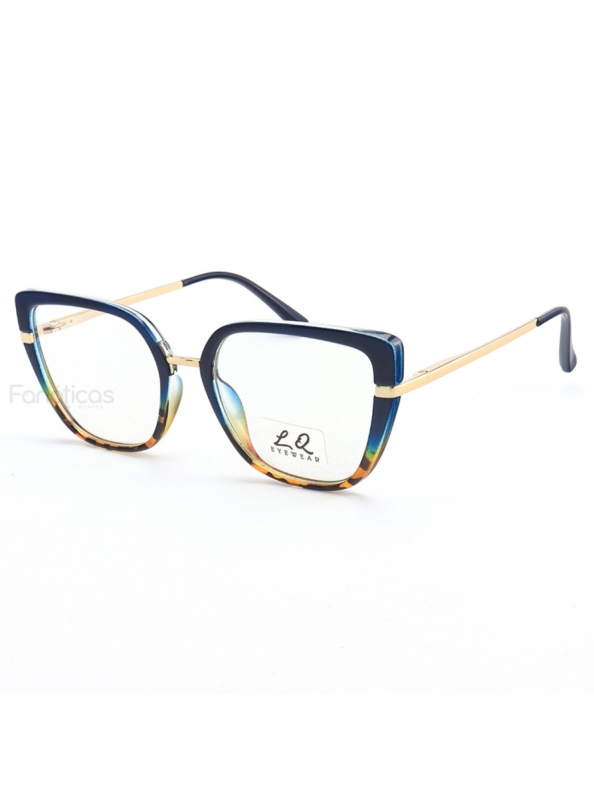 Armação de Óculos Quadrado LQ95280 Azul e Tartaruga
