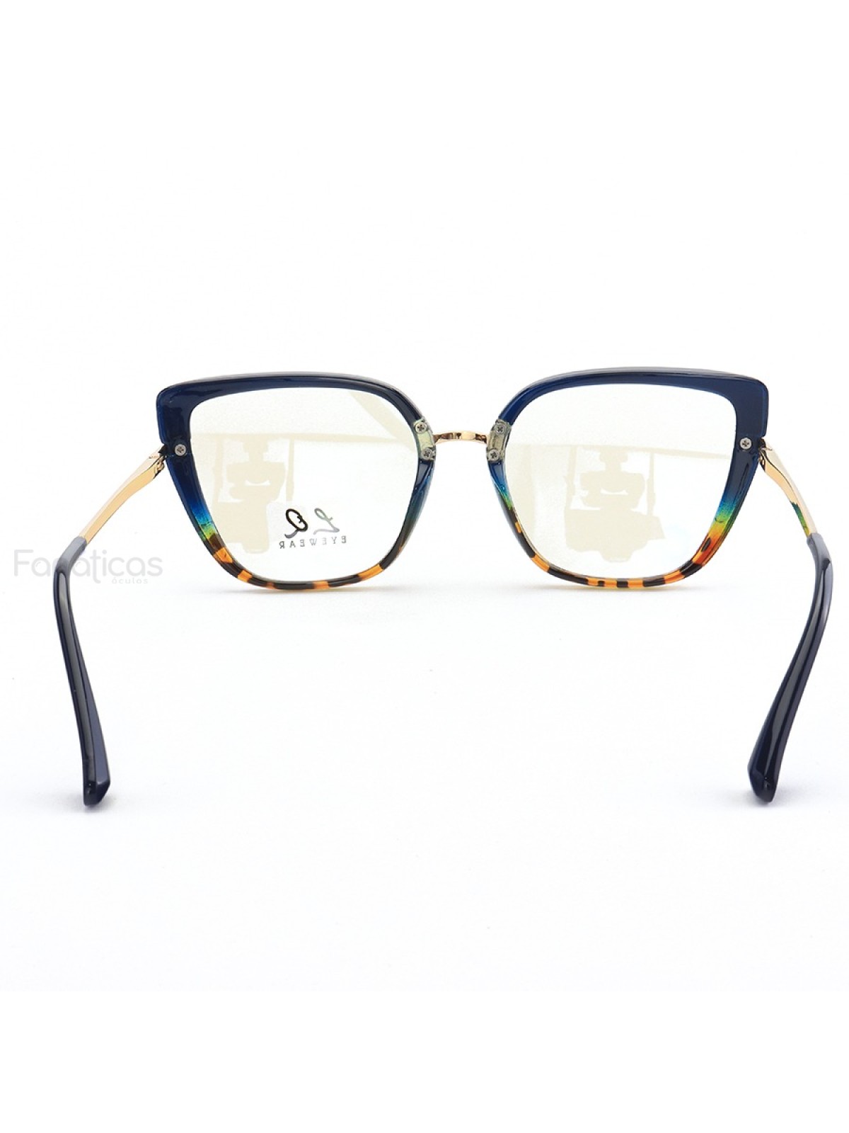Armação de Óculos Quadrado LQ95280 Azul e Tartaruga