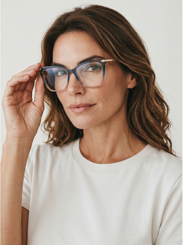 Armação de Oculos Quadrado MJ6372 Azul Translucido