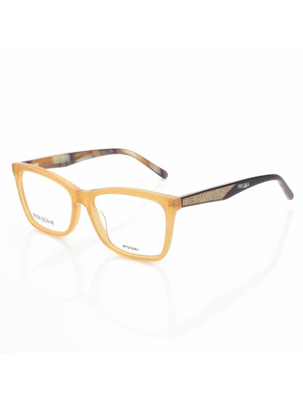 Armação de Óculos Quadrado MY6086 Acetato Laranja e Marrom