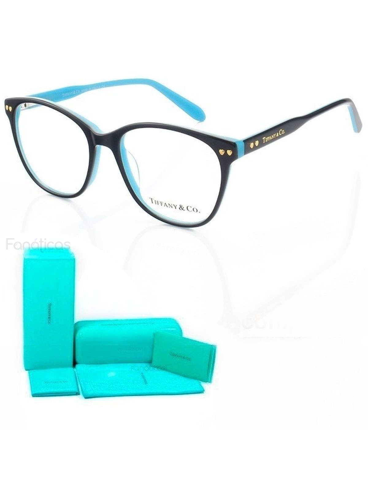 Armação de Óculos Quadrado TF2155 Preto e Azul + KIT Completo