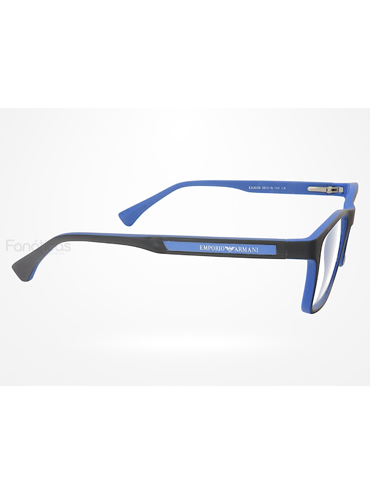 Armação de Óculos Retangular EA3038 Preto e Azul