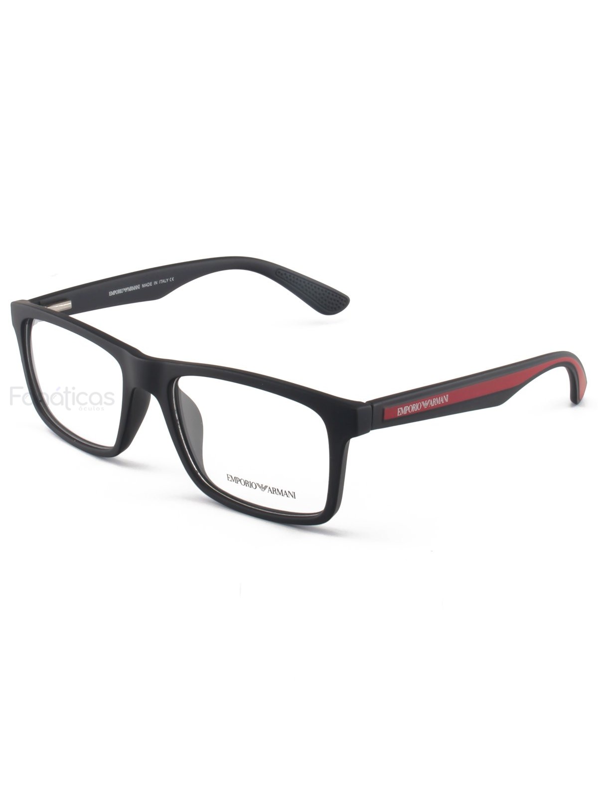 Armacao de Óculos Retangular EA3120 Preto e Vermelho