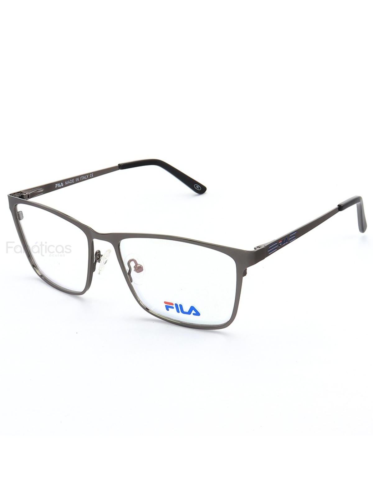Armação de Óculos Retangular Masculina Fila VF6837 Grafite e Preto