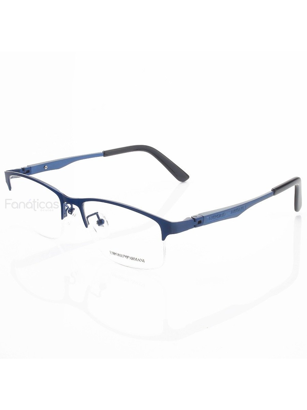 Armação de Óculos Retangular Meio Aro EA1805 Azul