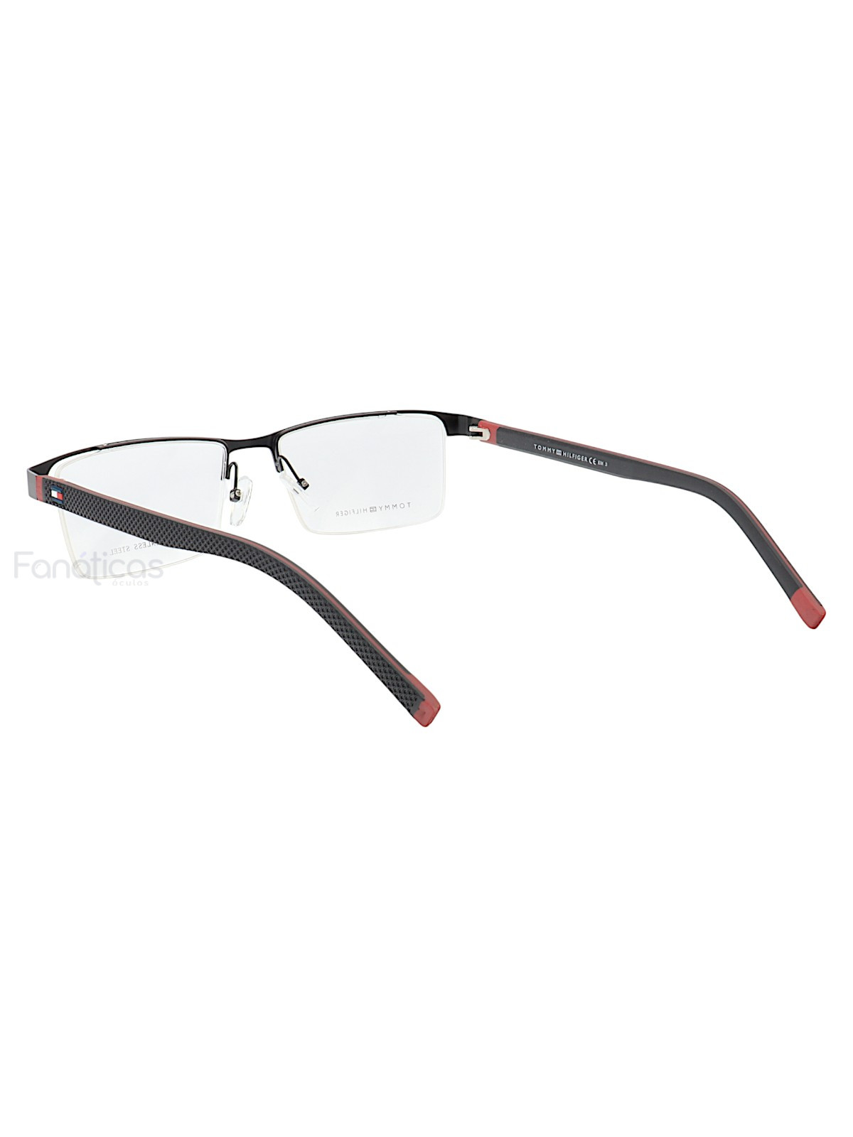Armação de Óculos Retangular Nylon TH1717 Preto e Vermelho