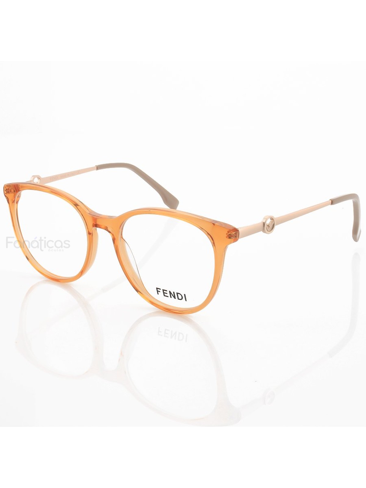 Armação de Óculos Arredondado FD6103 Laranja Translúcido