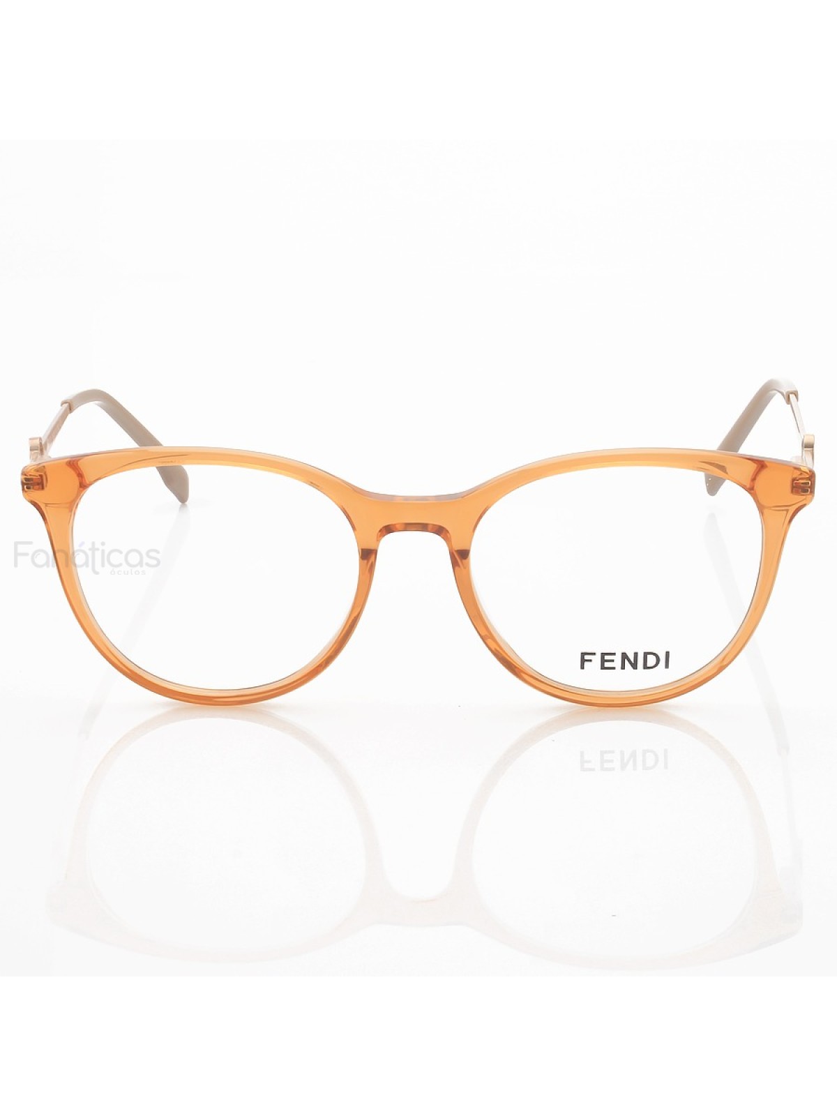 Armação de Óculos Arredondado FD6103 Laranja Translúcido